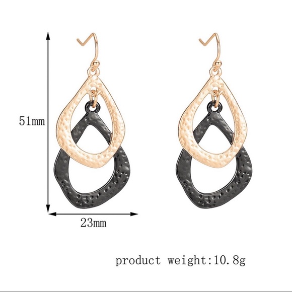 Any 2/$20! Black/Rose Gold Geometric Drop Earrings - Picture 4 of 6